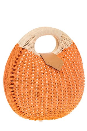 Женская соломенная сумка-шар оранжевого цвета