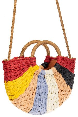 Женская сумка плетеная из соломы с круглой ручкой, цвет мульти
