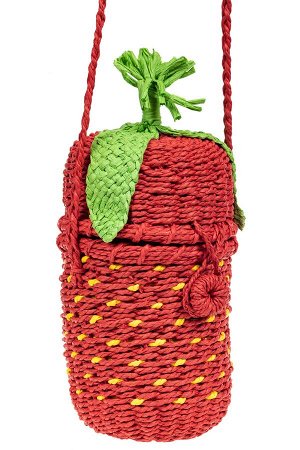Плетеная сумка-ведерко из соломы, цвет красный