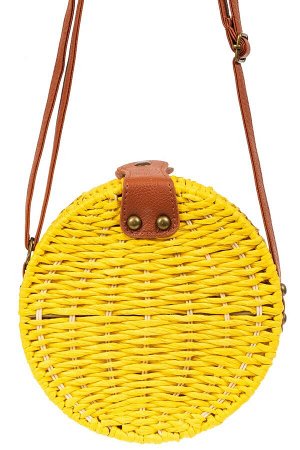 Круглая сумка-коробочка из ротанга, цвет желтый