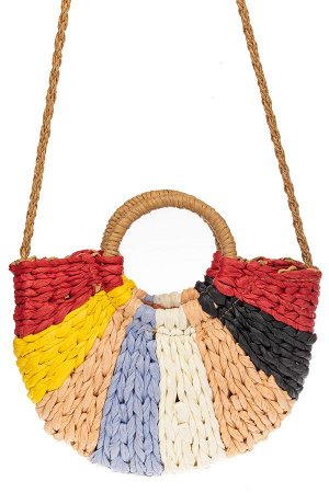 Женская сумка плетеная из соломы с круглой ручкой, цвет мульти