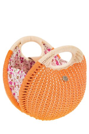 Женская соломенная сумка-шар оранжевого цвета