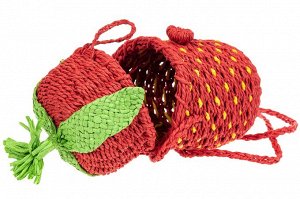 Плетеная сумка-ведерко из соломы, цвет красный