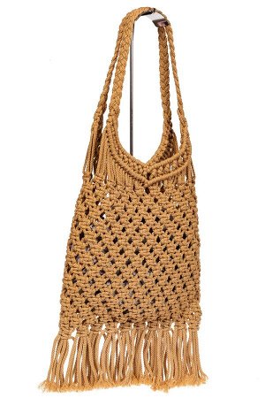 Женская сумка-авоська с плетеными ручками, цвет песочный
