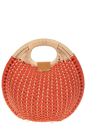 Женская плетеная сумка из ротанга в форме шара, цвет коралл