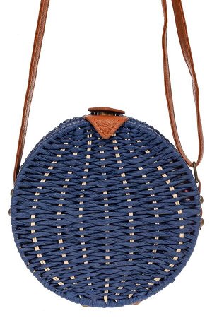 Круглая сумка-коробочка из ротанга, цвет синий