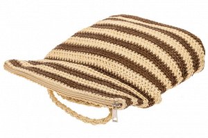 Женская сумка конверт из соломы, цвет песочный в полоску
