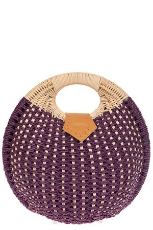 Женская плетеная сумка из ротанга в форме шара, цвет баклажан