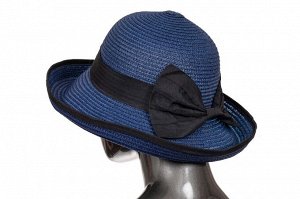 Соломенная летняя шляпка синего цвета