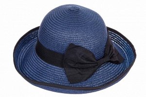 Соломенная летняя шляпка синего цвета