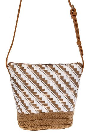 Плетеная сумка тоут из джута, цвет песочный в диагональную полоску