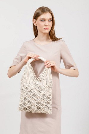 Женская плетеная сумка-авоська с удобными ручками, цвет молочный