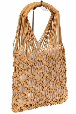 Женская плетеная сумка-авоська с удобными ручками, цвет бежевый