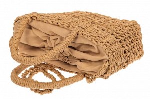 Плетеная сумка-корзина из джута, цвет бежевый