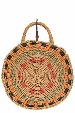 Круглая плетеная сумка из соломы, цвет мульти