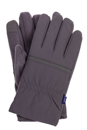 Утепленные перчатки мужские из текстиля и велюра, цвет серый
