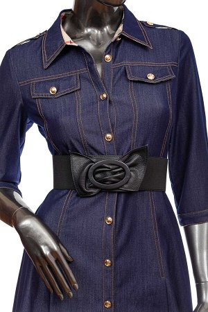 Кожаный женский пояс с овальной пряжкой, цвет черный