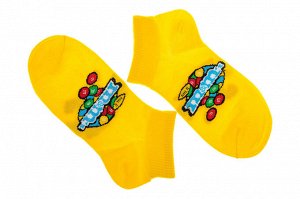 Короткие женские носки с принтом, цвет жёлтый