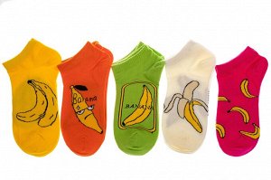 Носки женские с принтом "Банан", цвет салатовый