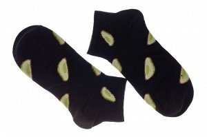 Чёрные женские носки с принтом. Размер 23-25.