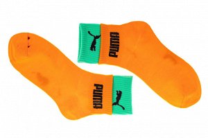 Двухцветные спортивные носки с принтом, оранжевые с зелёным