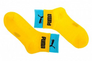 Двухцветные спортивные носки с принтом, жёлтые с голубым