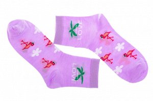 Хлопковые носки с надписью и принтом, цвет сиреневый