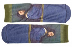 Носки с принтом "Живописные полотна", цвет синий с зелёным