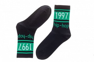 Носки с дерзкой надписью, цвет черные с зеленым
