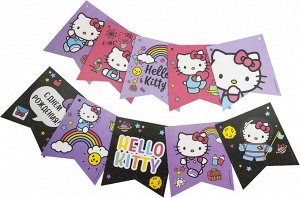 501300 Гирлянда-вымпел "С Днем Рождения. Hello Kitty/Хелло Китти", картон, 3 м
