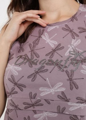 Ночная сорочка "Хэйли" для беременных и кормящих; цвет: стрекозы