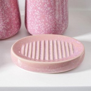 Набор аксессуаров для ванной комнаты «Барма», 3 предмета (мыльница, дозатор для мыла 400 мл, стакан 400 мл), цвет розовый