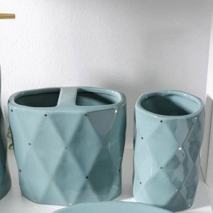 Набор аксессуаров для ванной комнаты «Люси», 4 предмета (мыльница, дозатор для мыла, 2 стакана), цвет зелёный