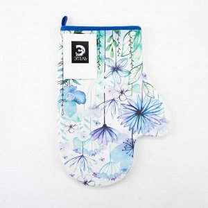 Варежка-прихватка Blue flowers, 20x28 см, саржа, 100% хлопок, ватин 250 г/м²