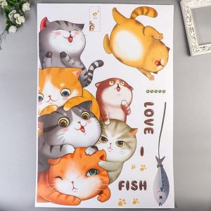 Наклейка интерьерная пластик "Подглядывающие котятки" 60х90 см