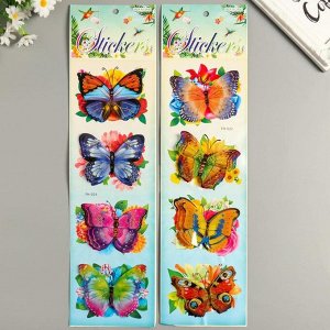 Наклейка пластик, бумага 8D "Бабочки на цветах" МИКС 48х13 см 5294750