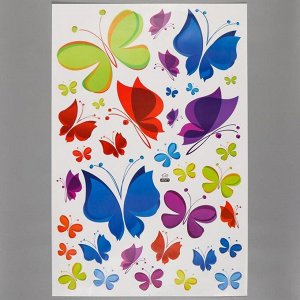 Наклейка пластик интерьерная цветная "Яркие бабочки" 60х90 см