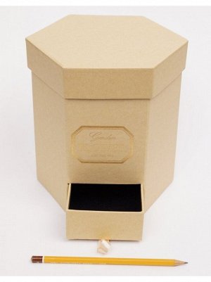 Коробка картон 20 х19 см шестигранник с выдвижным ящиком