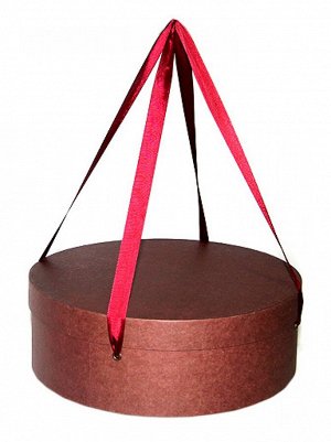 Коробка для цветов d30 х10 см круг крафт цвет бордо 10/025