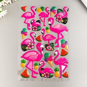 Наклейка пластик выпуклая "Фламинго" МИКС 30,5х17 см