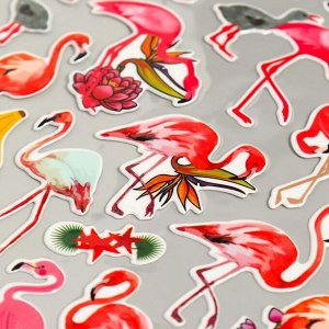 Наклейка пластик "Фламинго" МИКС 25х20 см