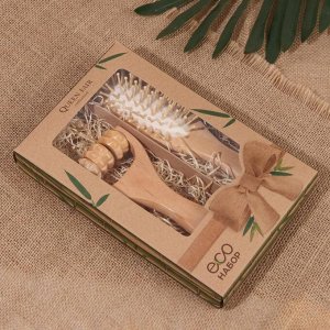 Подарочный набор «Эко», 2 предмета: массажёр, массажная расчёска, цвет коричневый