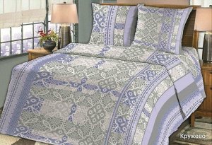 Комплект постельного белья 1,5-спальный, бязь "Комфорт" (Кружево, голубой)