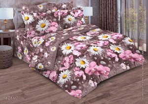 Комплект постельного белья Евростандарт, бязь ГОСТ (Орхидеи на лиловом)