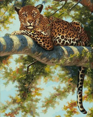 Набор для творчества Белоснежка Картина по номерам на холсте Леопард в тени ветвей 40х50см11