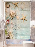 Фотоштора для ванной Морские ракушки
