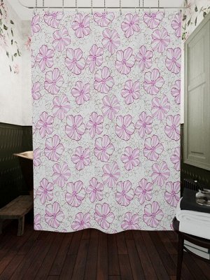 Фотоштора для ванной Розовый цветочный узор