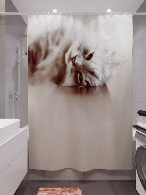 Фотоштора для ванной Сибирский кот