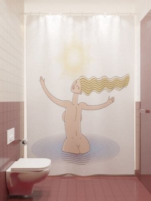 Фотоштора для ванной Девушка в ванной