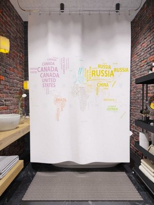 Фотоштора для ванной Карта мира
